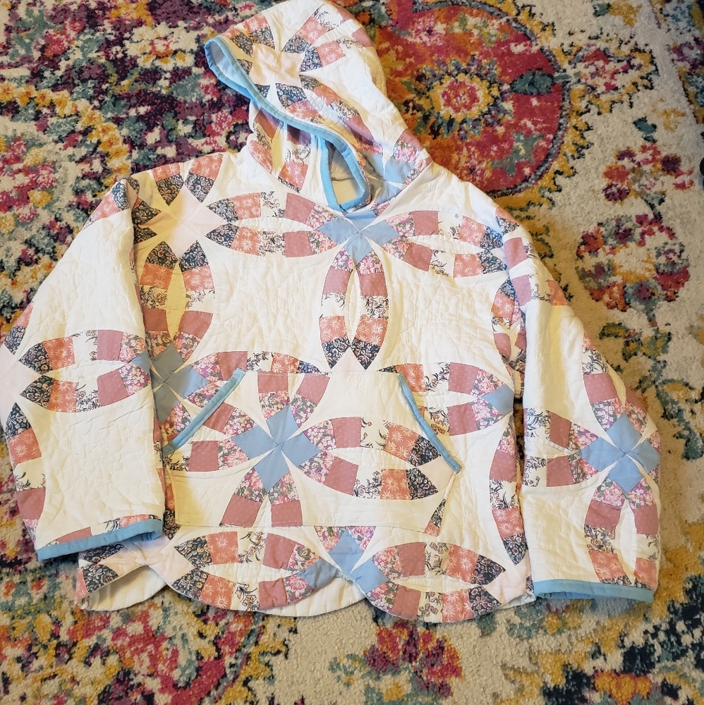 Handmade upcycled quilt hoodie